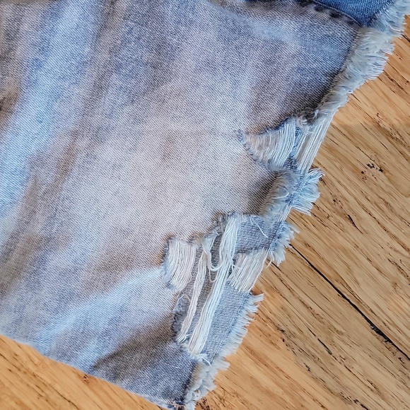 Aerie Light Blue Distressed Jean Shorts - Picture 2 of 6
